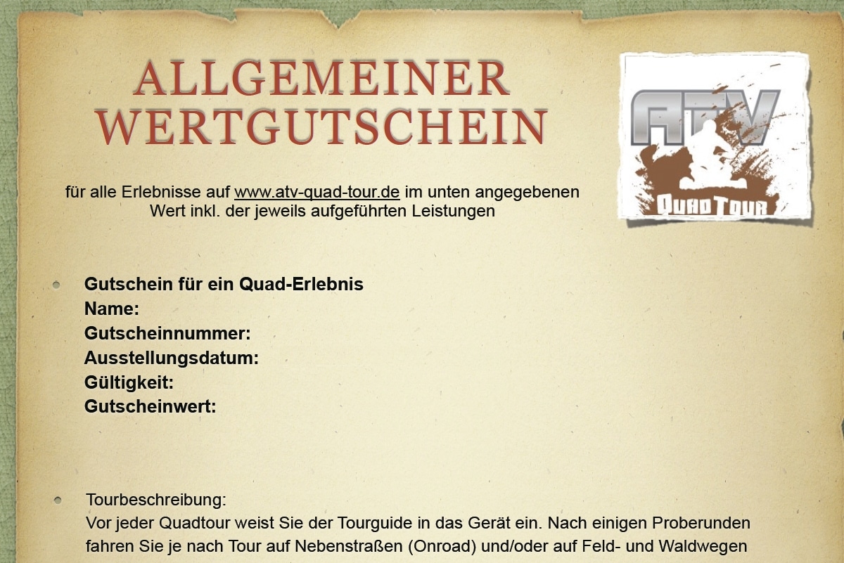 Atv Quad Tour Gutschein Atv Quad Tour